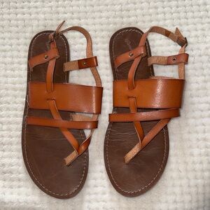 👡 Universal Thread Cognac Leather Strappy Sandals – Women’s Size 10